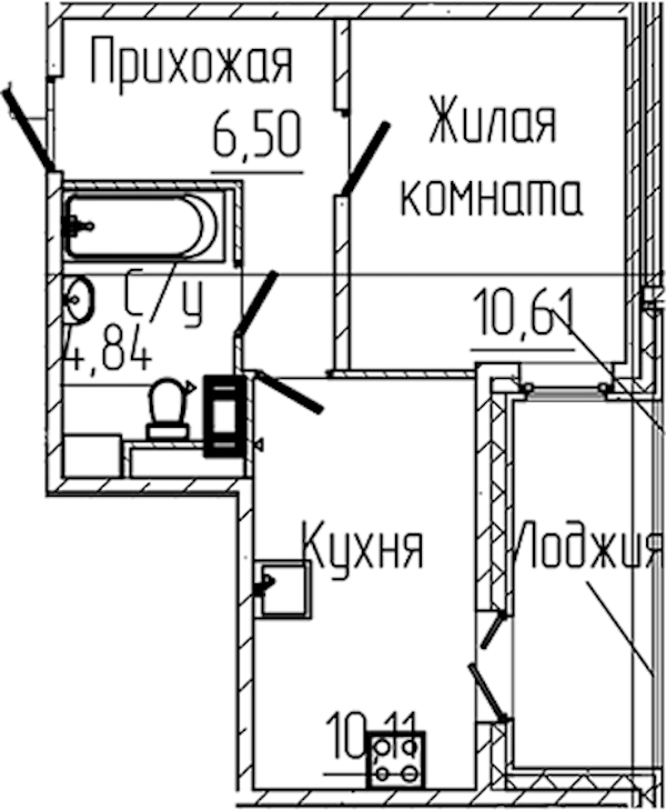 1-комнатная квартира 34.94 м², 8/8 эт., ЖК «SERTOLOVO PARK»
